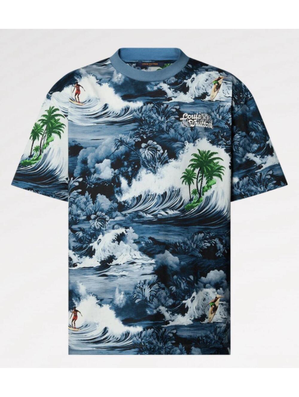 New Tags Louis Vuitton All Over Summer Surf Print Short Sleeve T-Shirt Sz XL